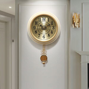 現代簡約美式鐘表客廳時尚輕奢掛鐘個性家用時鐘裝飾藝術搖擺鐘 全館免運