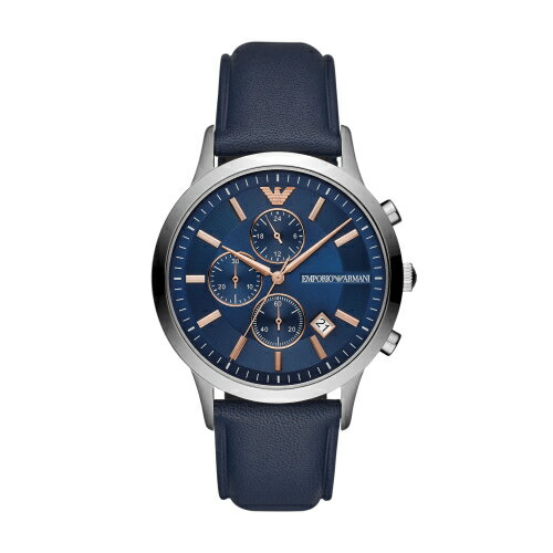 送禮首選★EMPORIO ARMANI時尚典範三眼計時皮帶腕錶43mm(AR11216) 附提袋【全館滿額折價★APP下單點數4倍送】線上購買享 實體門市同步服務