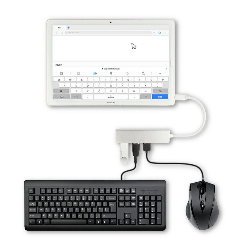 Type-c擴展塢華為M5青春版10.1平板轉接頭連接鍵盤鼠標U盤TF/SD讀卡器