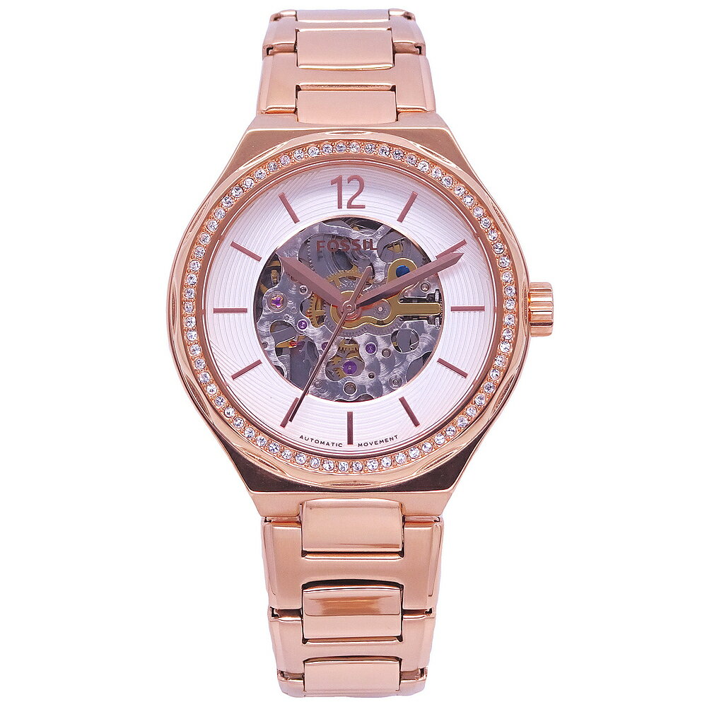 FOSSIL 美國最受歡迎頂尖潮流時尚機械腕錶-玫瑰金+白面-BQ3781