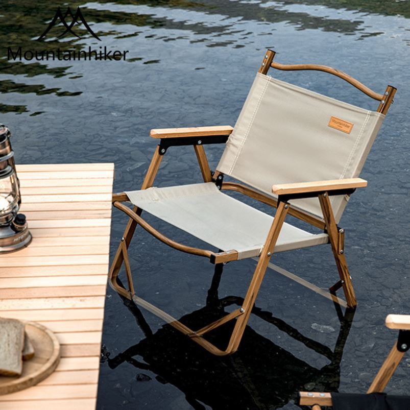 露營折疊椅金屬靠背堅固戶外便攜式實木椅子克尼特椅鋁合金導演椅