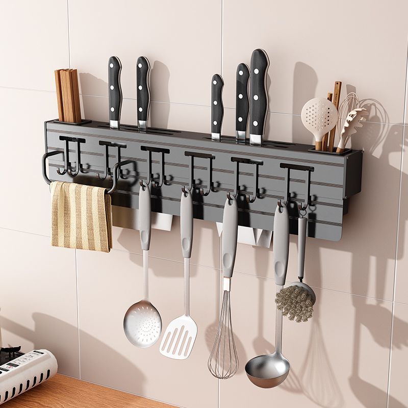壁掛式免打孔刀架廚房置物架家用多功能筷子刀具收納架