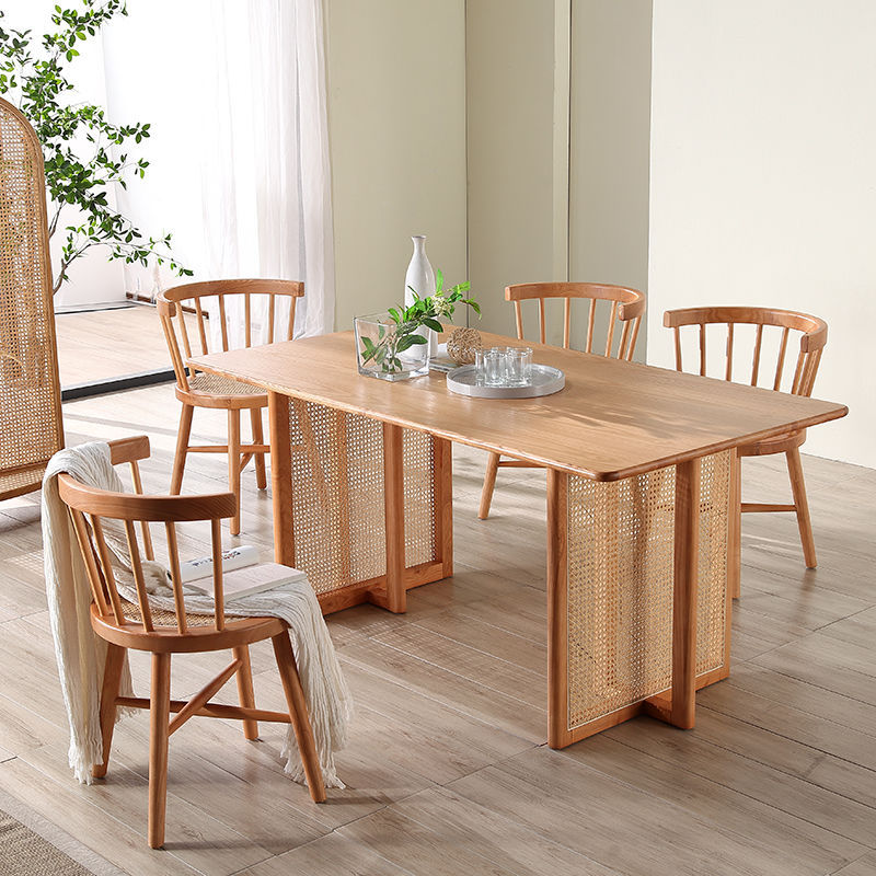 桌子 餐桌家用小戶型原木長凳子北歐實木餐桌椅組合