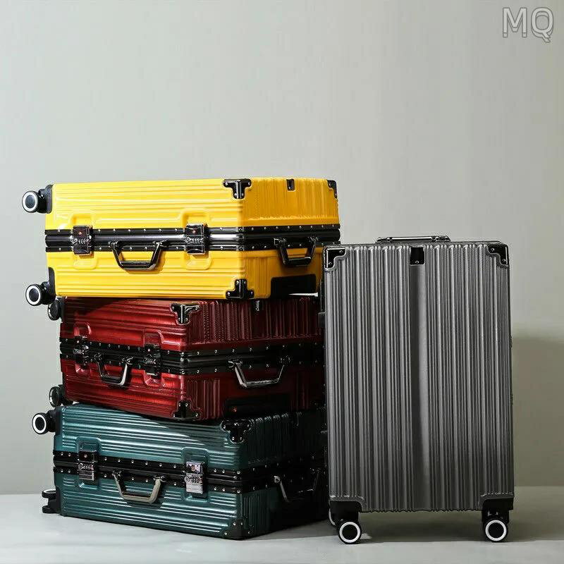 全新 商務旅行箱 鋁框行李箱 靜音萬向輪 密碼箱 20~28吋行李箱 大容量皮箱 復古直角拉桿箱 登機箱