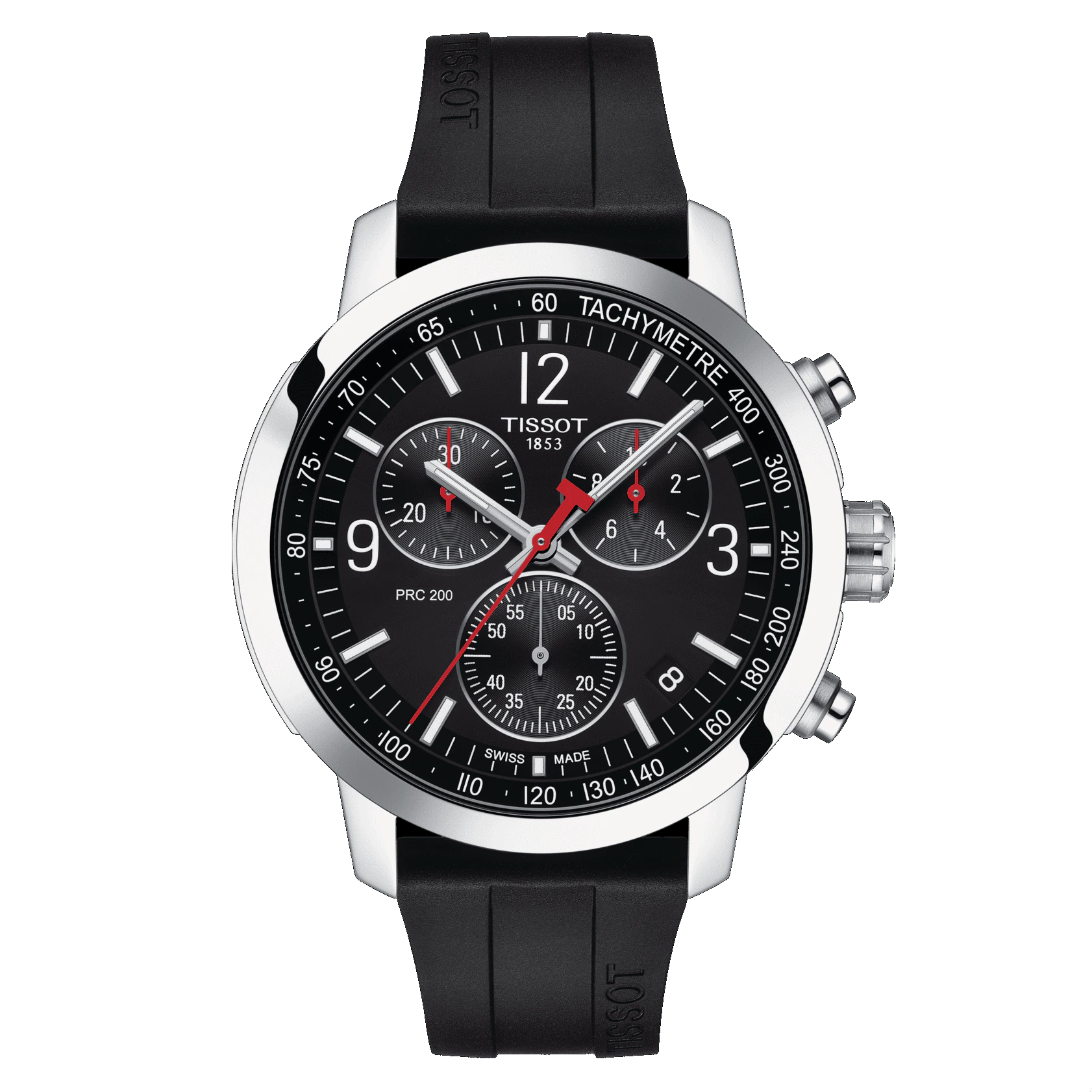樂天卡滿5千回饋10%｜TISSOT 天梭錶  T-Sport PRC 200 CHRONOGRAPH 計時腕錶 T1144171705700 -43mm-黑面膠帶★11月限定★