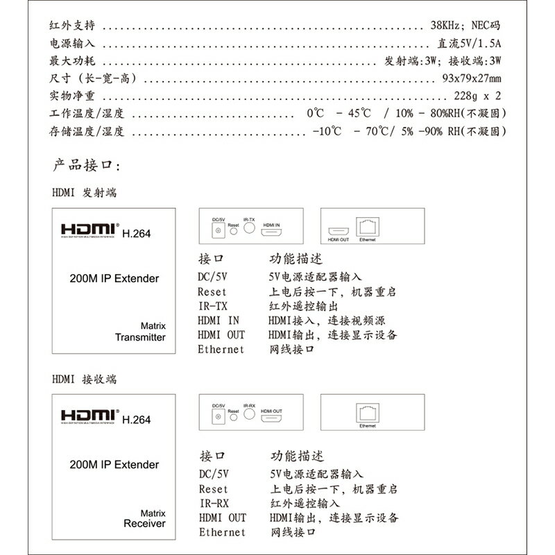 全網最低價~網線轉HDMI視頻延長器200米錄像機監控視頻局域網傳輸器多發多收 2