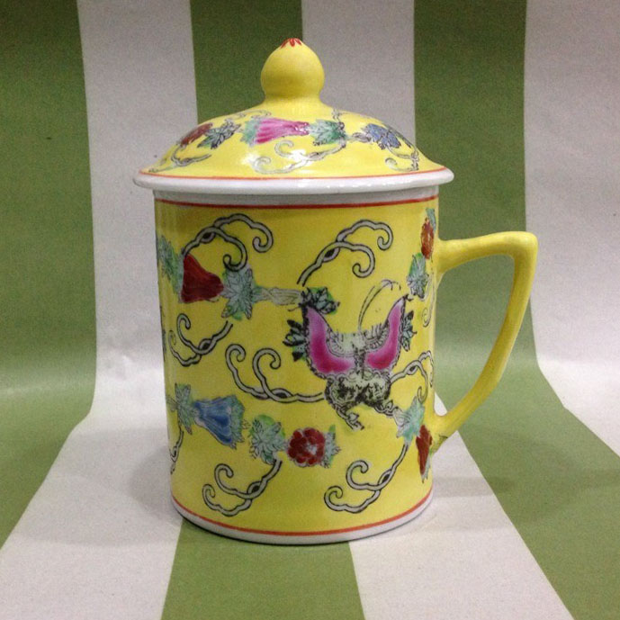 景德鎮陶瓷器80年代廠貨 特價黃瓜碟大矮茶杯 外銷瓷 居家收藏1入