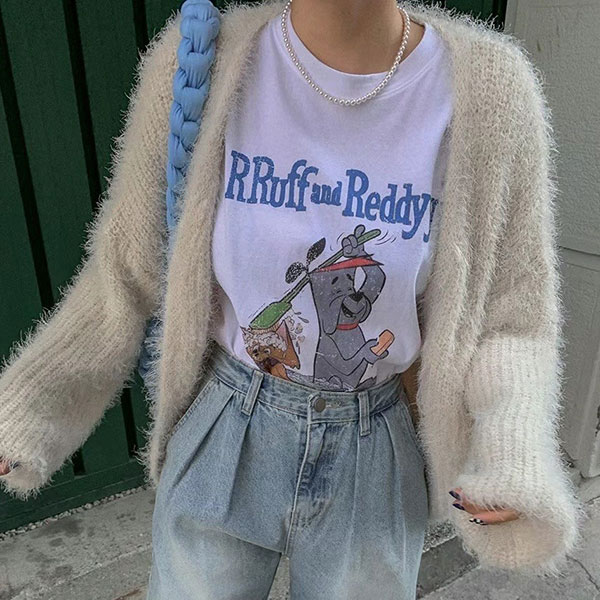 ANNAS 正韓 開衫 女神 外套 毛毛 毛海 爆毛 性感 柔軟 大衣 外搭 罩衫 粉藍米咖 百搭 顯瘦 韓國 3