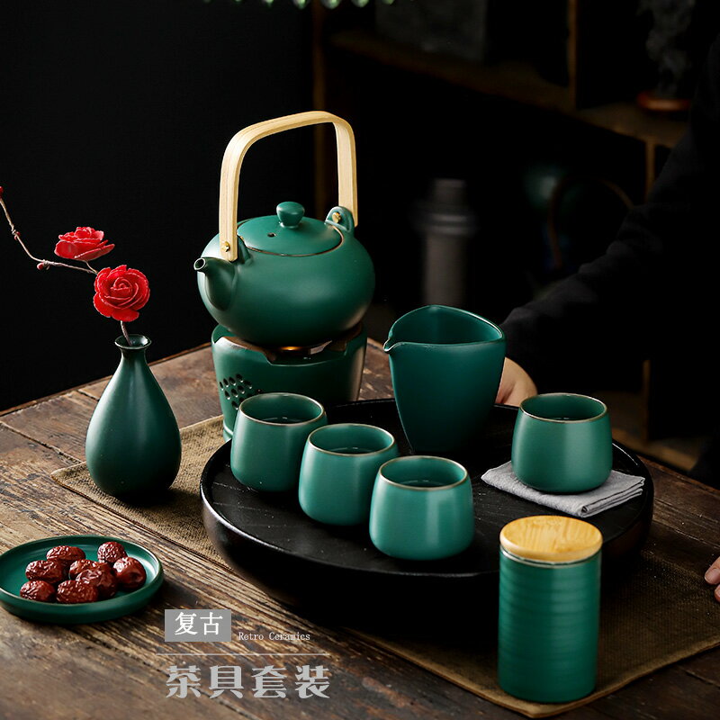 尚巖日式提梁壺溫茶爐整套家用泡茶花茶具套裝大容量茶壺茶杯整套