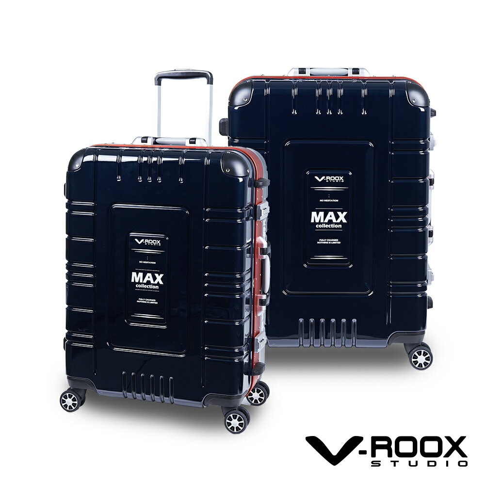 <br/><br/>  V-ROOX MAX by A.L.I 25吋美式硬派風超能裝行李箱 硬殼鋁框旅行箱-藍黑<br/><br/>