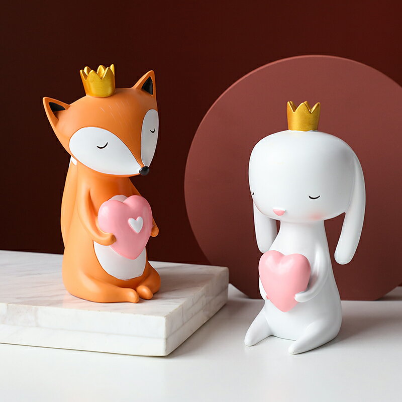 日式治愈系小擺件可愛兔子卡通熊書桌面臥室床頭柜創意迷你裝飾品