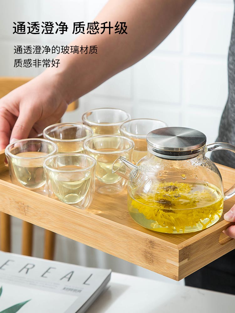 玻璃茶具套裝功夫茶杯辦公透明簡約現代耐高溫紅茶喝茶泡茶壺家用