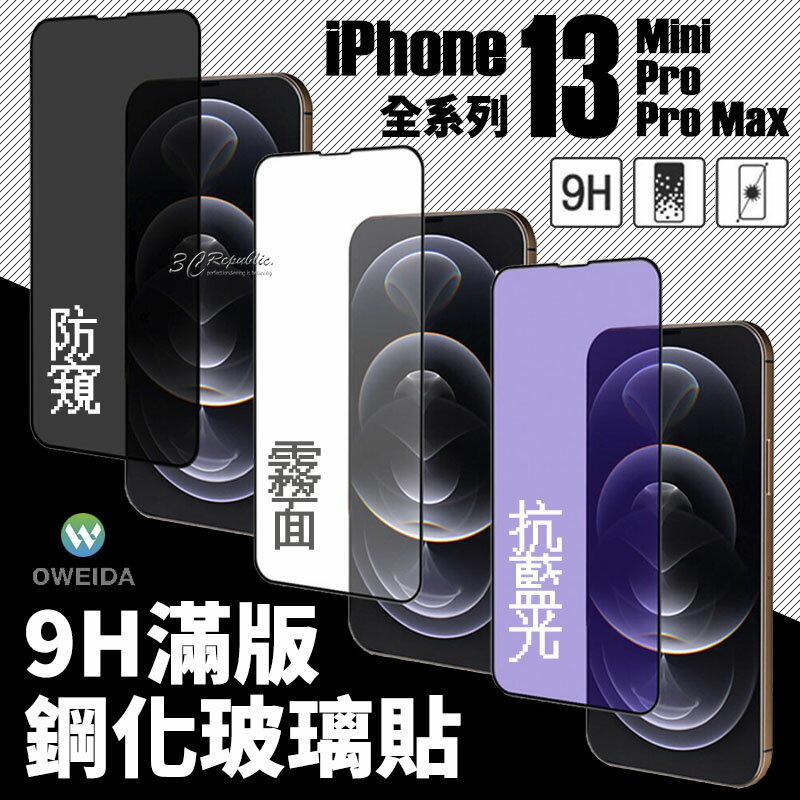 oweida 9H 鋼化 滿版 玻璃貼 保護貼 霧面 防窺 抗藍光 iPhone 13 Pro Max minI【APP下單8%點數回饋】