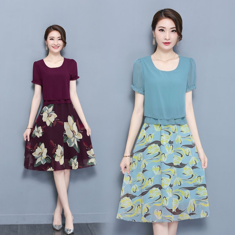FINDSENSE G5 韓國時尚 新款 雪紡 連身裙 女 夏季 清新 碎花 長裙