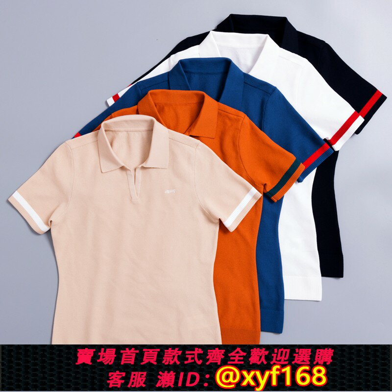 {保固一年 可打統編}高爾夫女裝t恤短袖夏季針織POLO衫衣服修身透氣彈力出口剩餘韓單
