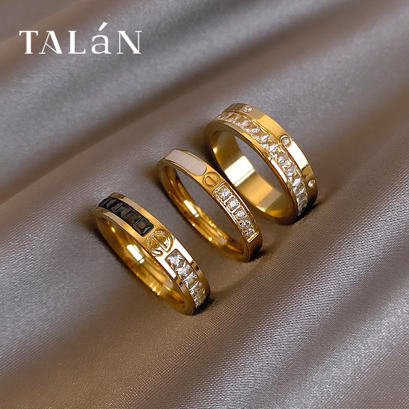 塔蘭閃鉆微鑲戒指ins輕奢精致指環日韓時尚高級感網紅鈦鋼食指戒