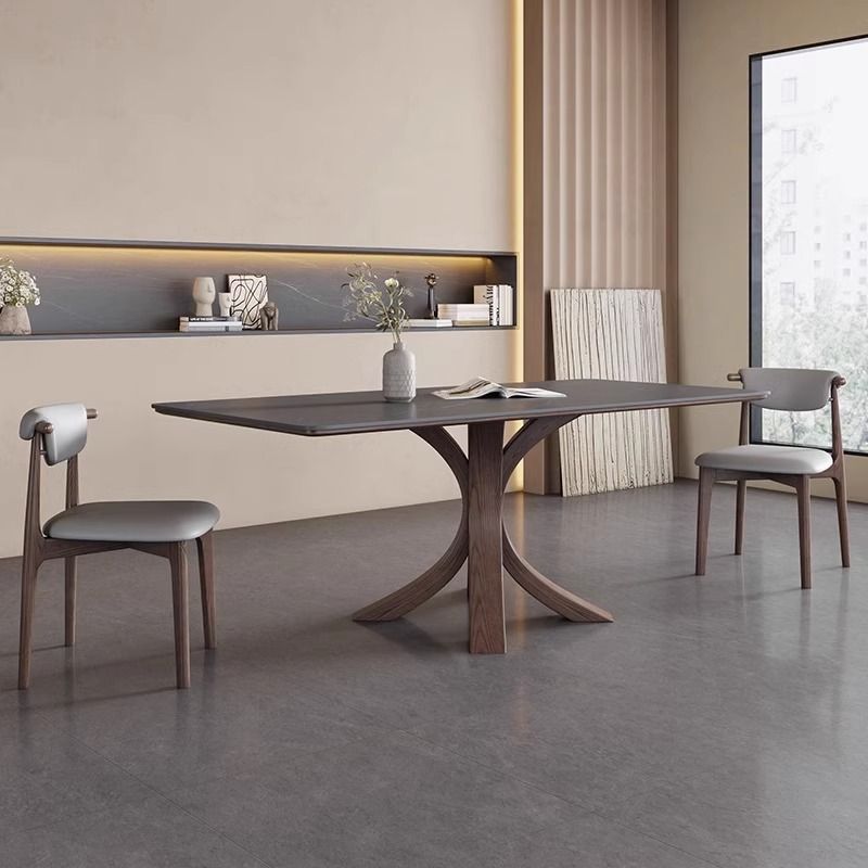 【限時優惠】北歐輕奢巖板餐桌現代簡約客廳家用餐桌椅組合白蠟木長方形恰飯桌