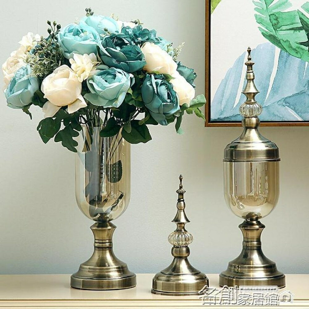 花瓶 歐式玻璃花瓶水晶擺件現代簡約美式插花裝飾品餐桌電視櫃客廳家居 名創家居館DF