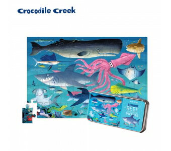 《美國 Crocodile Creek》鐵盒童趣拼圖-鯊魚世界-50片 東喬精品百貨