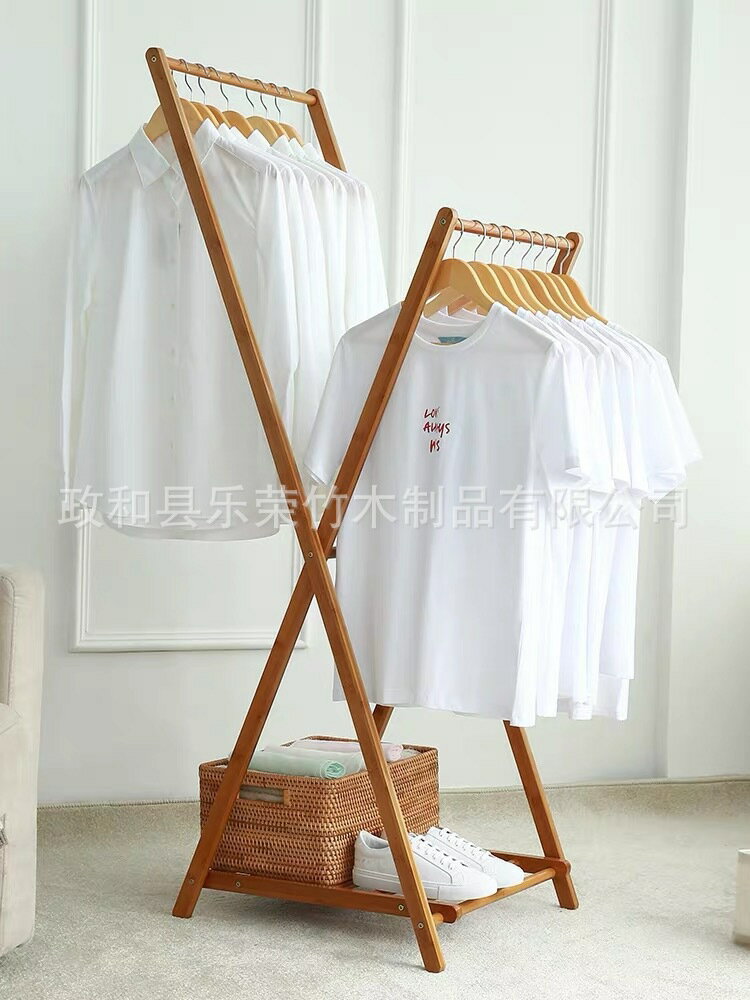 簡易臥室落地衣架竹木衣服架家用立式衣帽架陽臺歐式掛衣架晾衣架 雙11全館免運