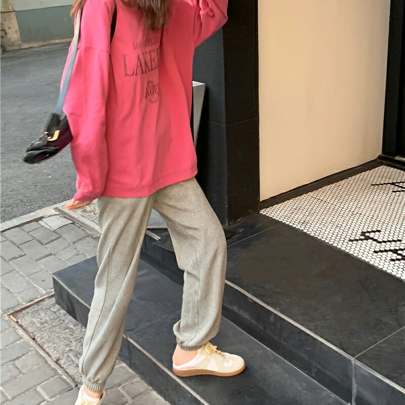 ins超火休閑運動套裝女春秋新款寬松衛衣束腳長褲學生兩件套