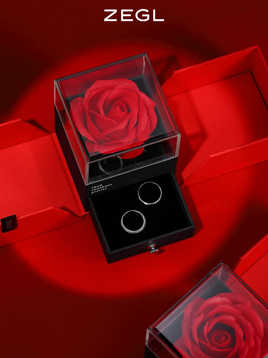 ZEGL設計師925純銀情侶戒指一對小眾設計送男女友對戒情人節禮物