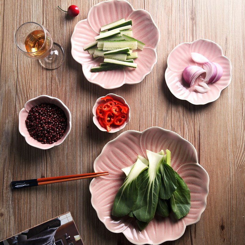 日式餐具家用陶瓷創意個性好看的盤子異形菜盤碗碟套裝碟子