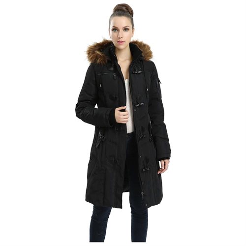 women's toggle coat with hood