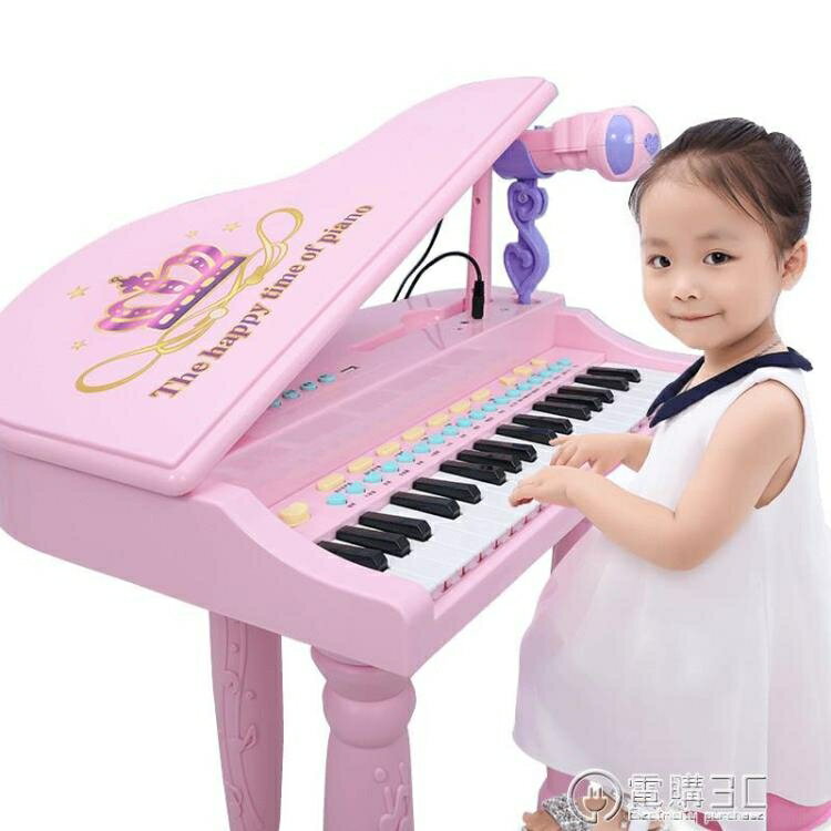 兒童電子琴女孩鋼琴話筒初學可彈奏充電寶寶益智3-6周歲音樂玩具