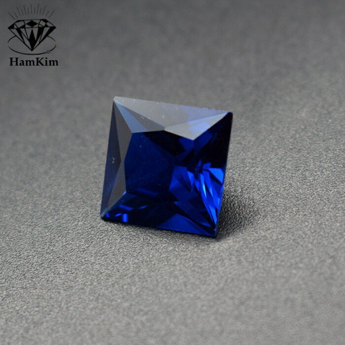 diy飾品配件藍色尖晶藍寶石公主正方形深藍裸石耳釘戒指吊墜鑲嵌