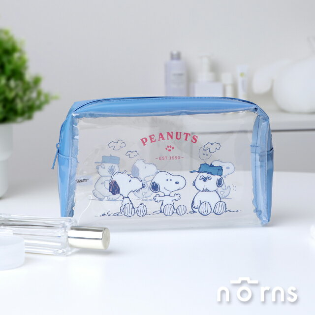 Peanuts史努比TPU透明收納包 中長型-Norns Snoopy 隨身化妝包