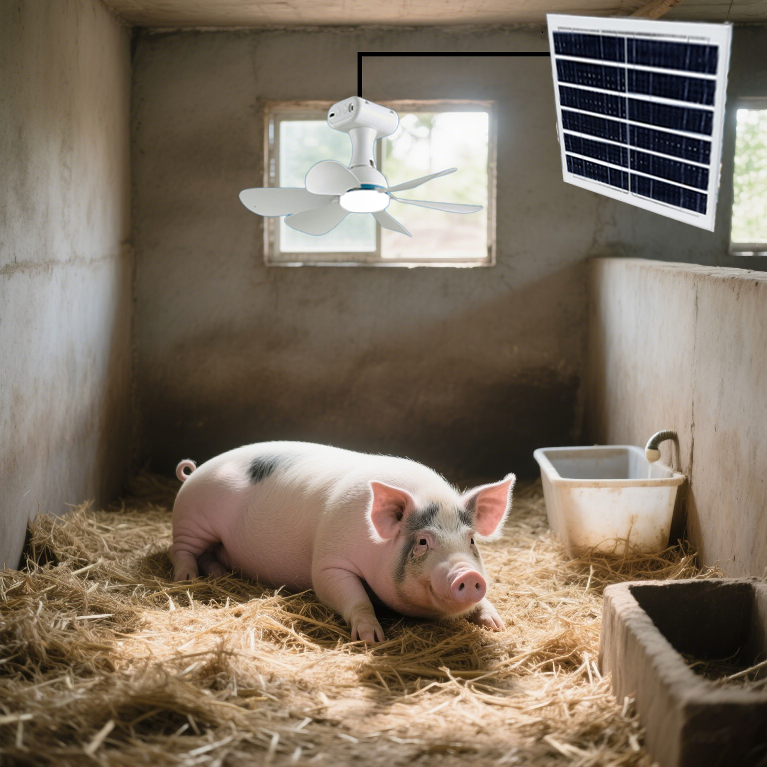 {可打統編 保固一年}太陽能風扇燈牲畜棚專用養殖場降溫防水多檔風速豬牛羊狗雞吊扇 1