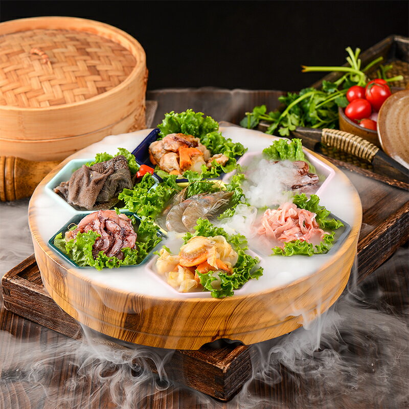 網紅商用密胺烤肉盤子火鍋創意託盤七九宮格餐具專用特色分格拼盤