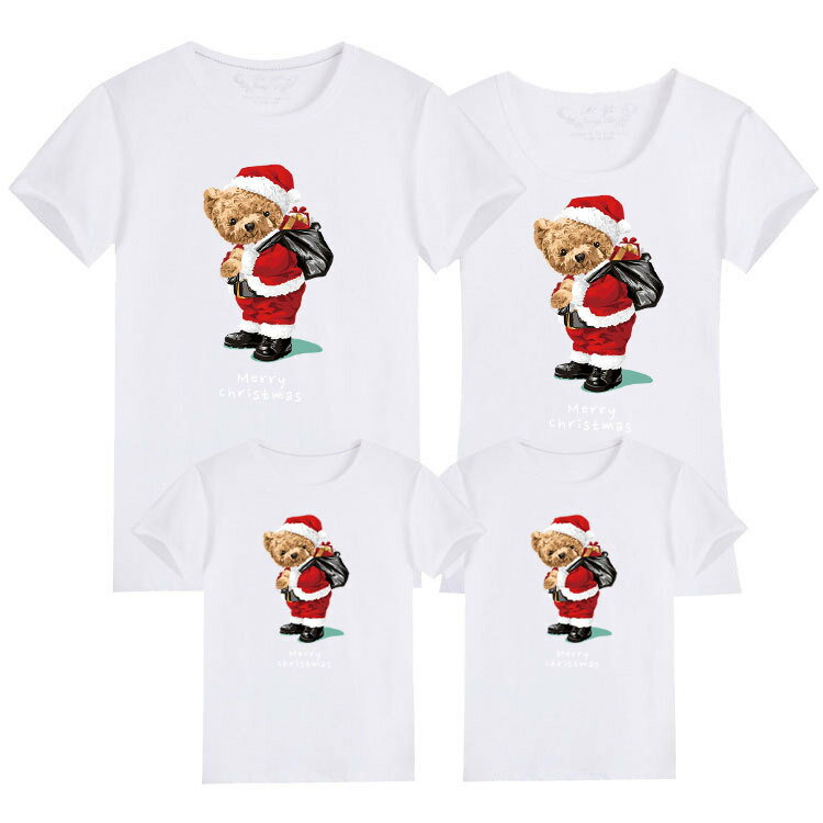親子裝 純棉T恤 聖誕熊熊 短袖T恤 短T 全家福 團體服 童裝一家三口 一家四口 全家裝 母女裝 班服 櫻桃嚴選 2