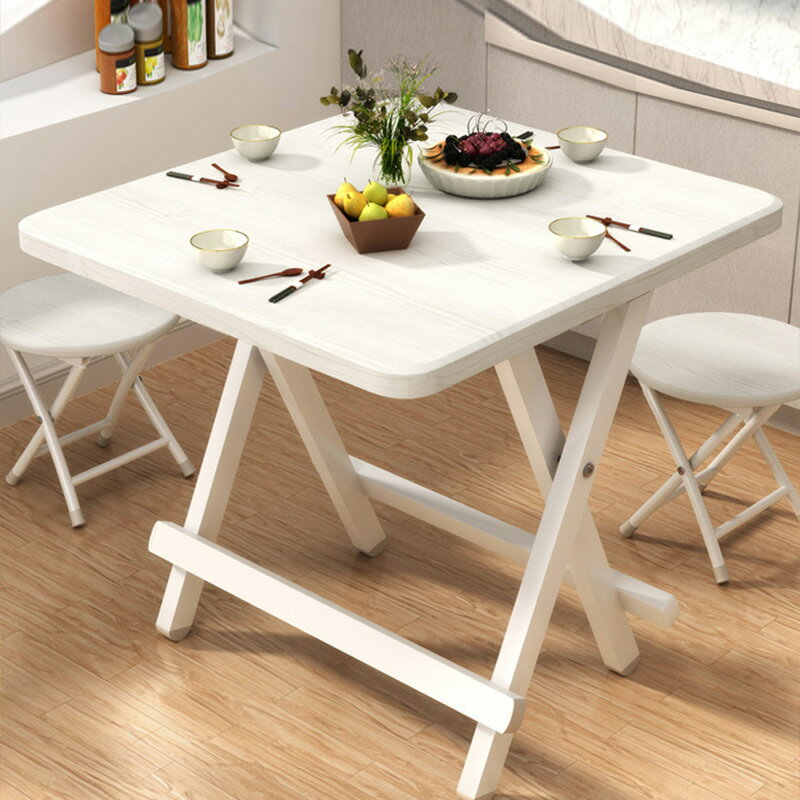 可折疊餐桌簡易便攜式桌子小戶型出租房屋吃飯方桌正方形簡約家用