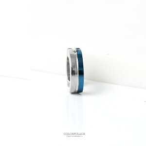 夾式耳環 鋼製銀色mix藍色耳環耳夾 柒彩年代【ND572】單支