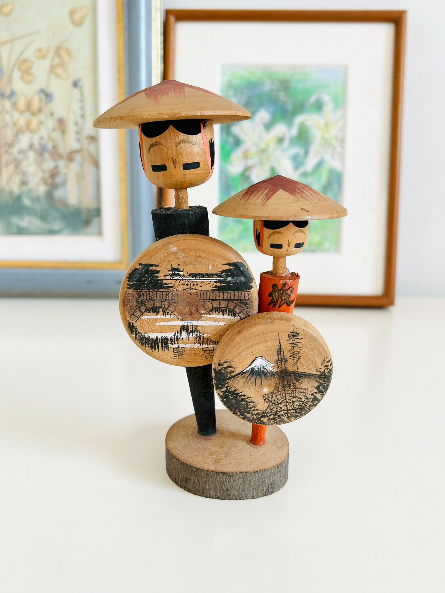 日本昭和 鄉土玩具 實木傳統民俗木偶人形置物擺飾