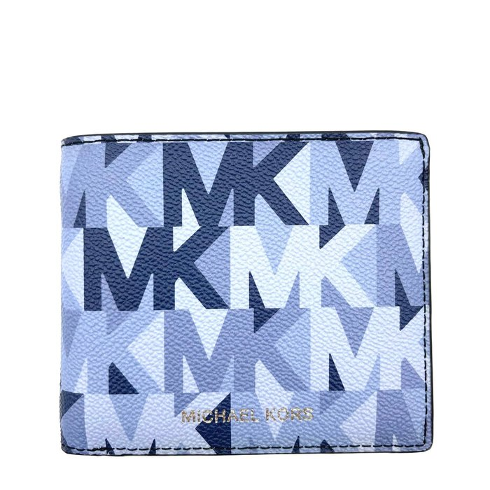 MICHAEL KORS 短夾 皮夾 防刮PVC 男夾 短夾 皮夾 錢包 卡片夾 M15429 藍色MK(現貨)▶指定Outlet商品5折起☆現貨【送禮首選★APP下單點數4倍送】