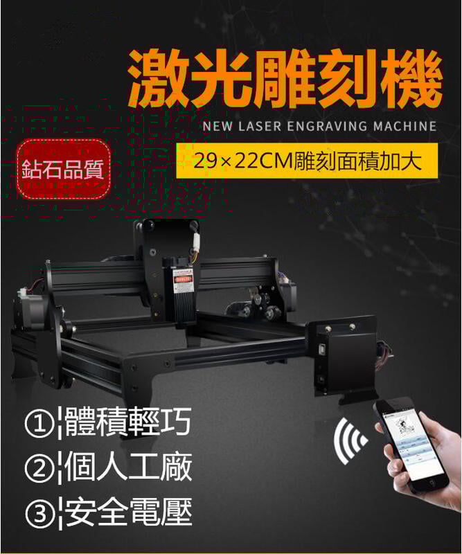 【可開發票】雷射雕刻機 激光雕刻機小型便攜式全自動刻字機鐳射打標機藍芽切割機 3W功率