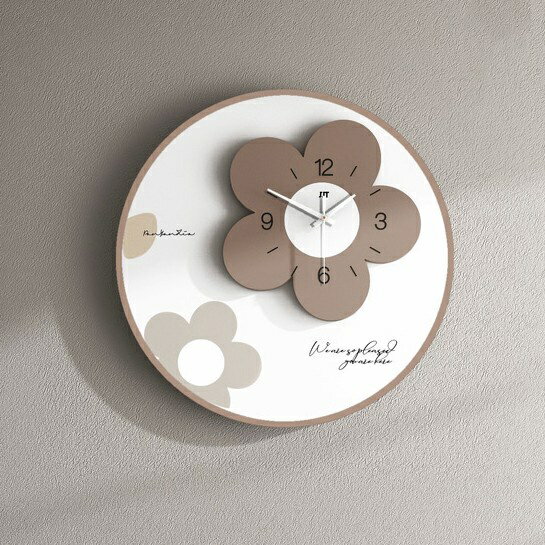 現代簡約創意壁鍾 花朵造型鐘錶 靜音掛鐘 藝術高品質客廳房間擺鐘 木質時鐘 牆壁裝飾 個性佈置 高CP