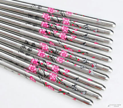 5雙不銹鋼梅花筷子五對裝創意餐具筷實用家用筷子家庭筷
