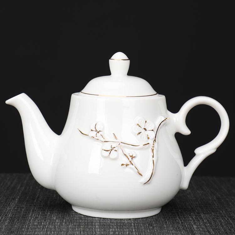 茶壺 景德鎮瓷器茶壺陶瓷大容量羊脂玉瓷耐熱泡茶器手繪過濾網單個家用