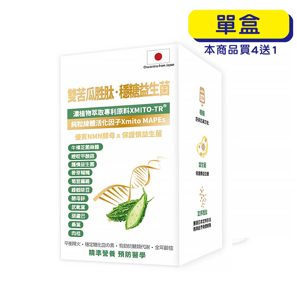 【原廠正貨】格萊思美 雙苦瓜胜肽．穩糖益生菌 (60粒)(單盒)