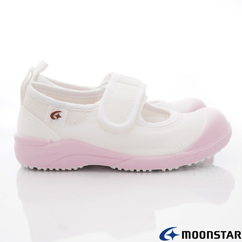 日本月星Moonstar機能童鞋絆帶室內鞋系列寬楦日本製速乾左右區別室內鞋款N024粉(中小童段/中大童段) 3
