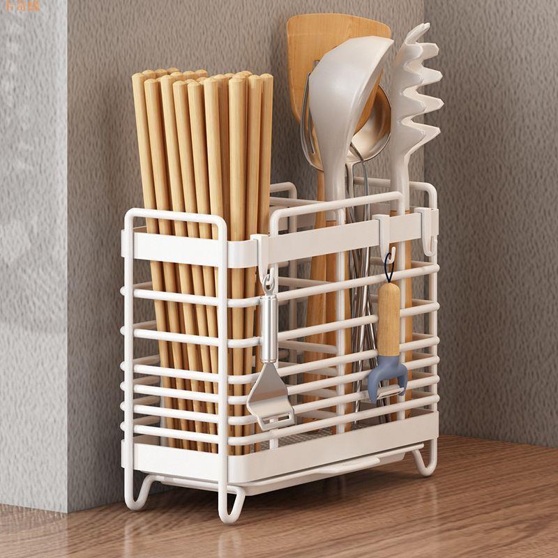 筷子收納盒廚房置物架免安裝一體壁掛式家用筷筒筷籠餐具勺瀝水架