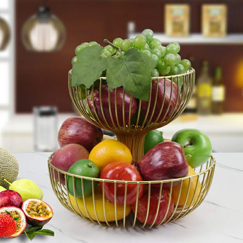 水果盤家用客廳茶幾雙層水果籃創意擺件果盆多層歐式糖果盤收納架