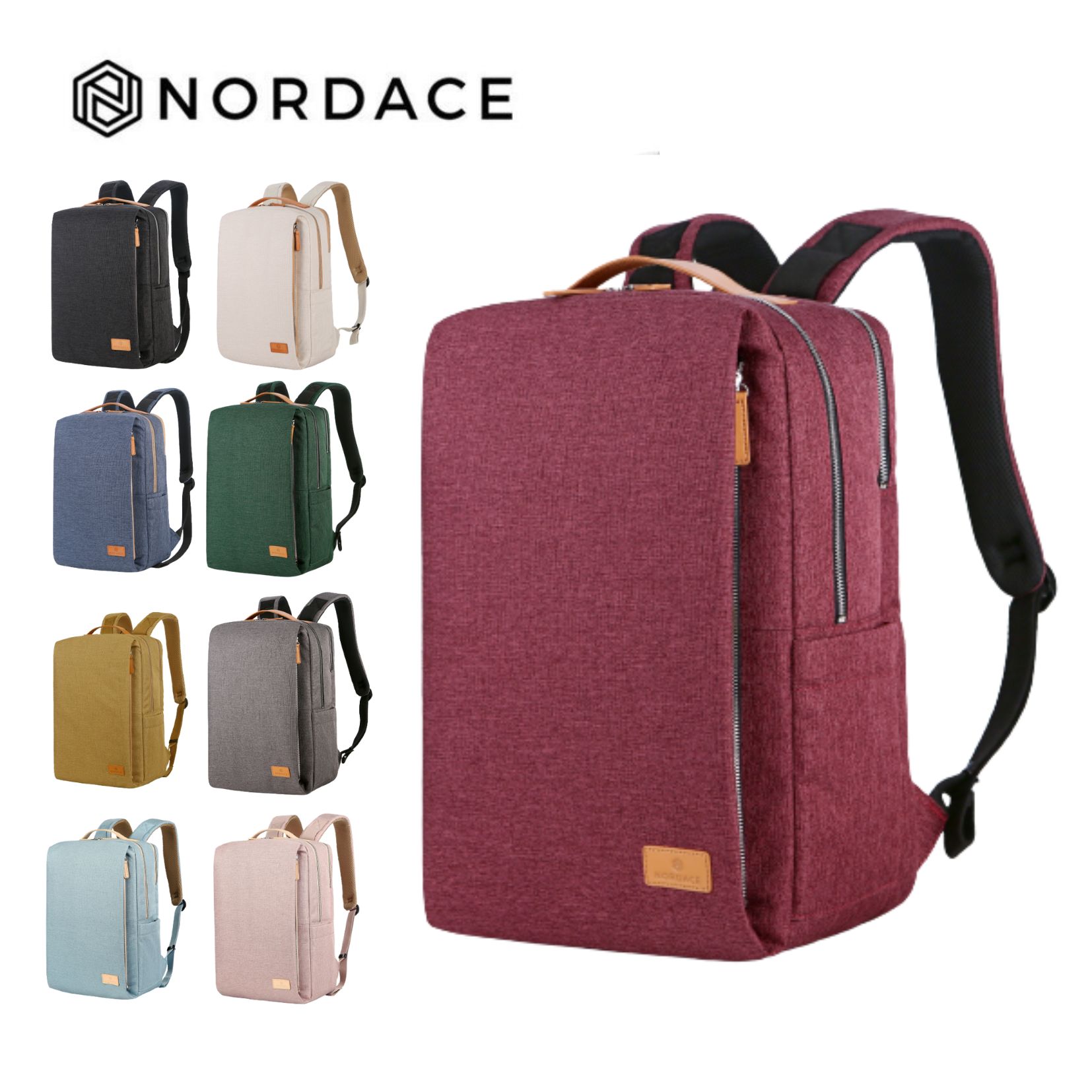 Nordace Siena – 旅行背包 後背包 雙肩包 筆電包 電腦包 旅行包 休閒包 防水背包 - 紅色