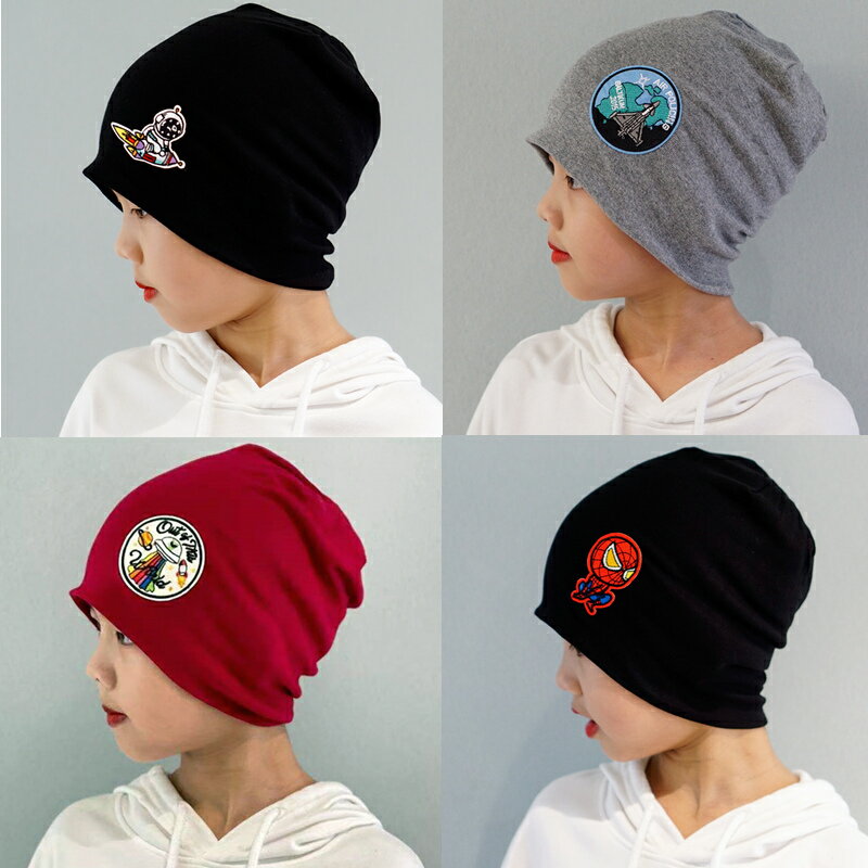男童秋冬帽子新款兒童堆堆帽包頭帽棉質套頭帽中大童頭巾帽睡帽潮