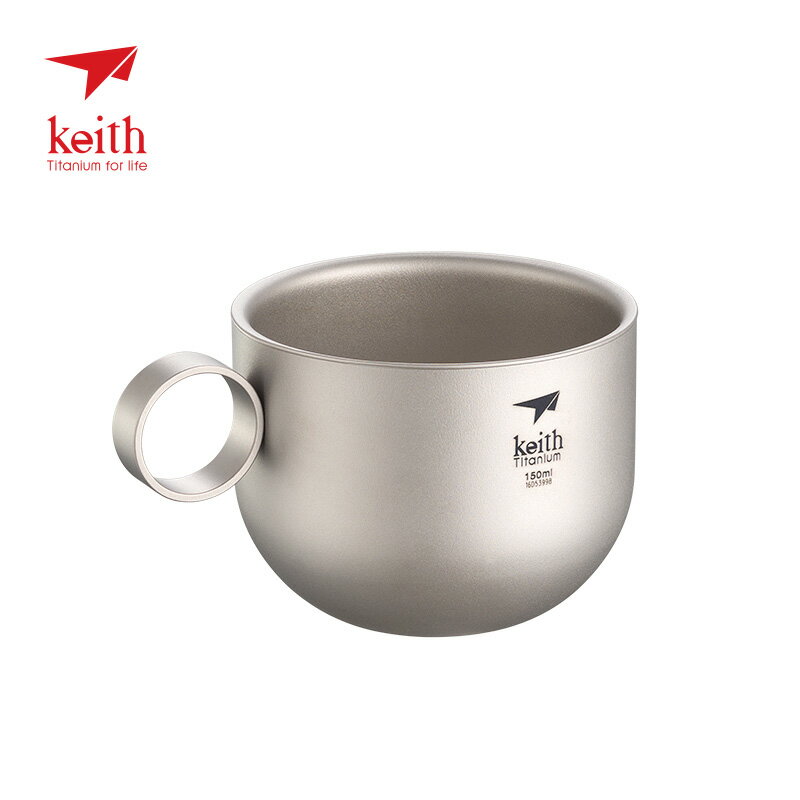 【現貨】keith鎧斯純鈦咖啡杯茶具水杯家用辦公鈦咖啡杯子盤子勺調羹套裝【Snowbelle優選】
