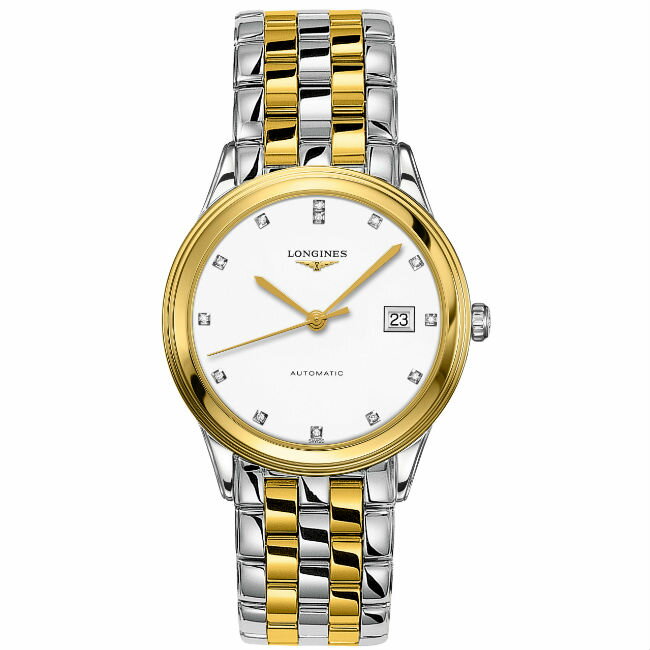 LONGINES 浪琴表 L48743277 雙色旗艦晶鑽經典腕錶/白面38.5mm